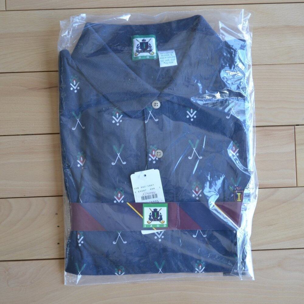 NWT Vintage IZOD Golf Club Patterned Polo Shirt